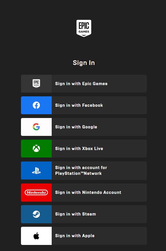 epic games login